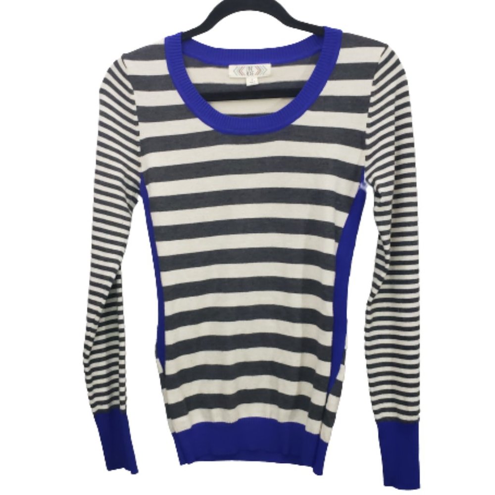 Pink Rose Striped Scoop Neck Pullover Sweater S